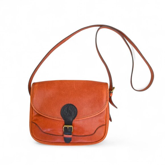 Vintage François Marot Crossbody – Burnt Orange Textured Leather, Black Buckle